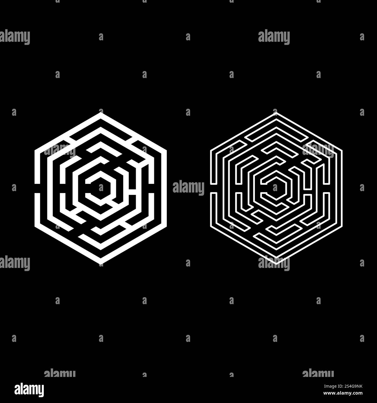 Labyrinthe Labyrinthe Labyrinthe hexagonal hexagonal avec six corner Icon Set vector illustration couleur blanc style plat simple image Illustration de Vecteur