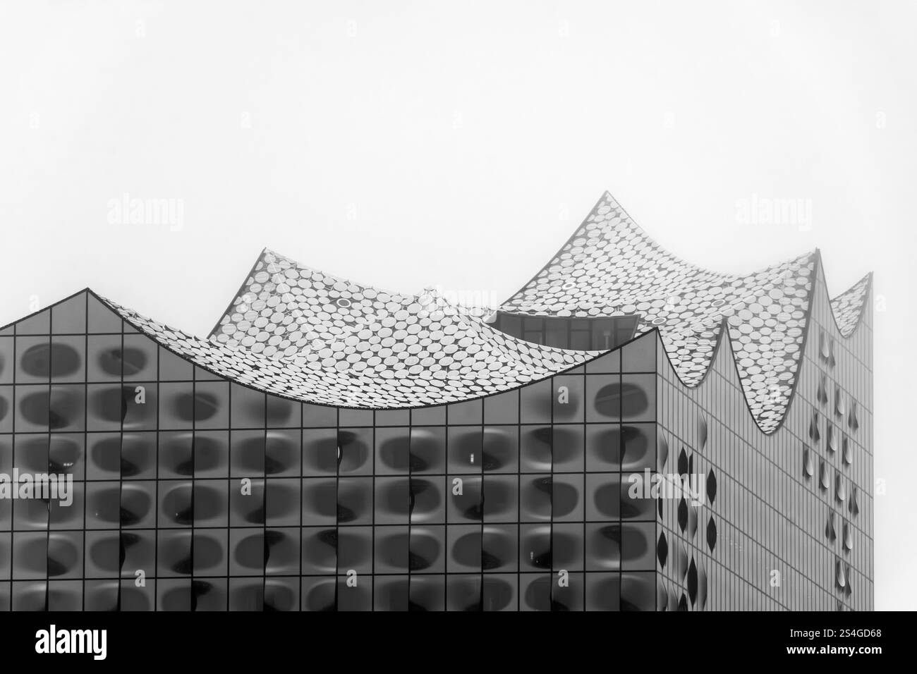 Plan noir et blanc de l'Elbphilharmonie à Hambourg Banque D'Images