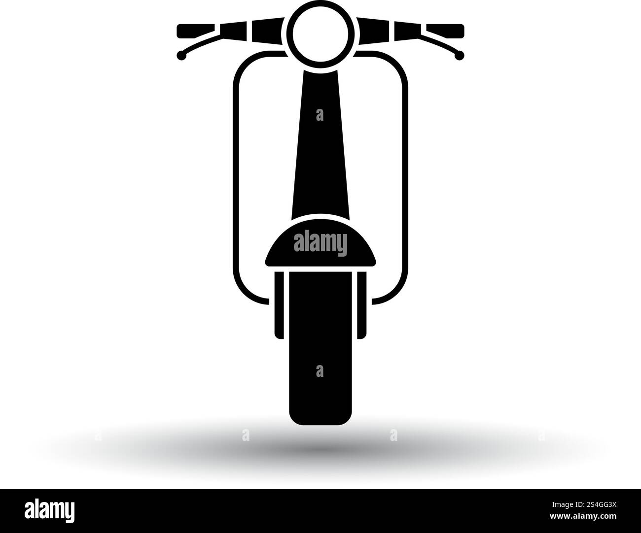 Icône scooter vue avant. Noir sur fond blanc avec l'ombre. Vector Illustration. Illustration de Vecteur
