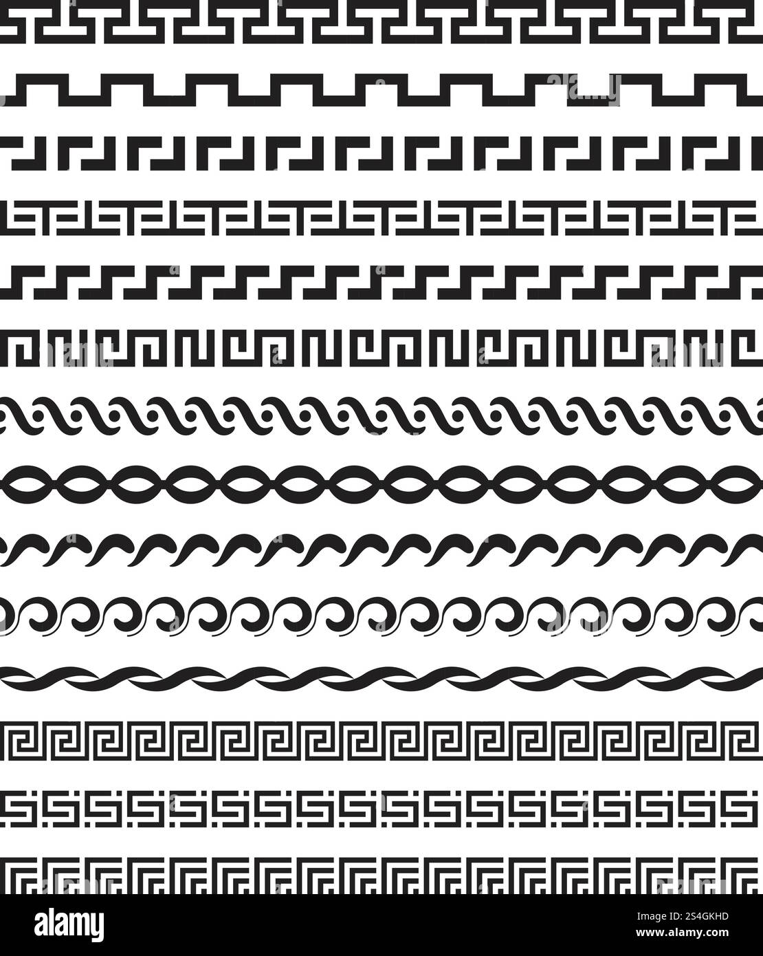 Ancienne mythologie grecque méditerranéenne vectorielle motif répétitif frontières définies. Motif de bordure dans l'illustration horizontale de style grec. Ancienne mythologie grecque méditerranéenne vectorielle motif répétitif frontières définies Illustration de Vecteur Ancienne mythologie grecque méditerranéenne vectorielle motif répétitif frontières définies. Motif de bordure dans l'illustration horizontale de style grec. Ancienne mythologie grecque méditerranéenne vectorielle motif répétitif frontières définies Illustration de Vecteur