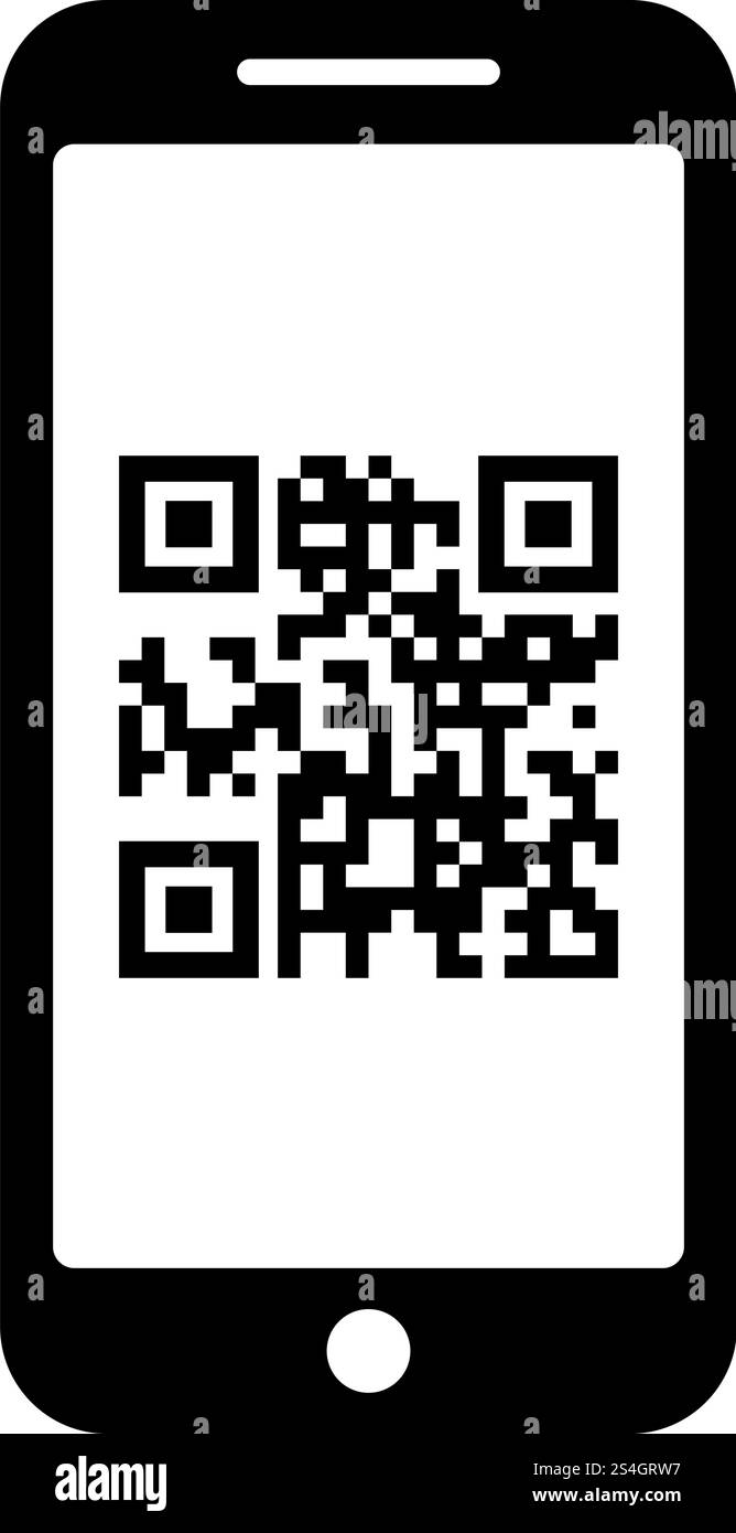 Smartphone avec QR code sur l'icône de l'écran couleur noir style télévision illustration vectorielle simple image Illustration de Vecteur