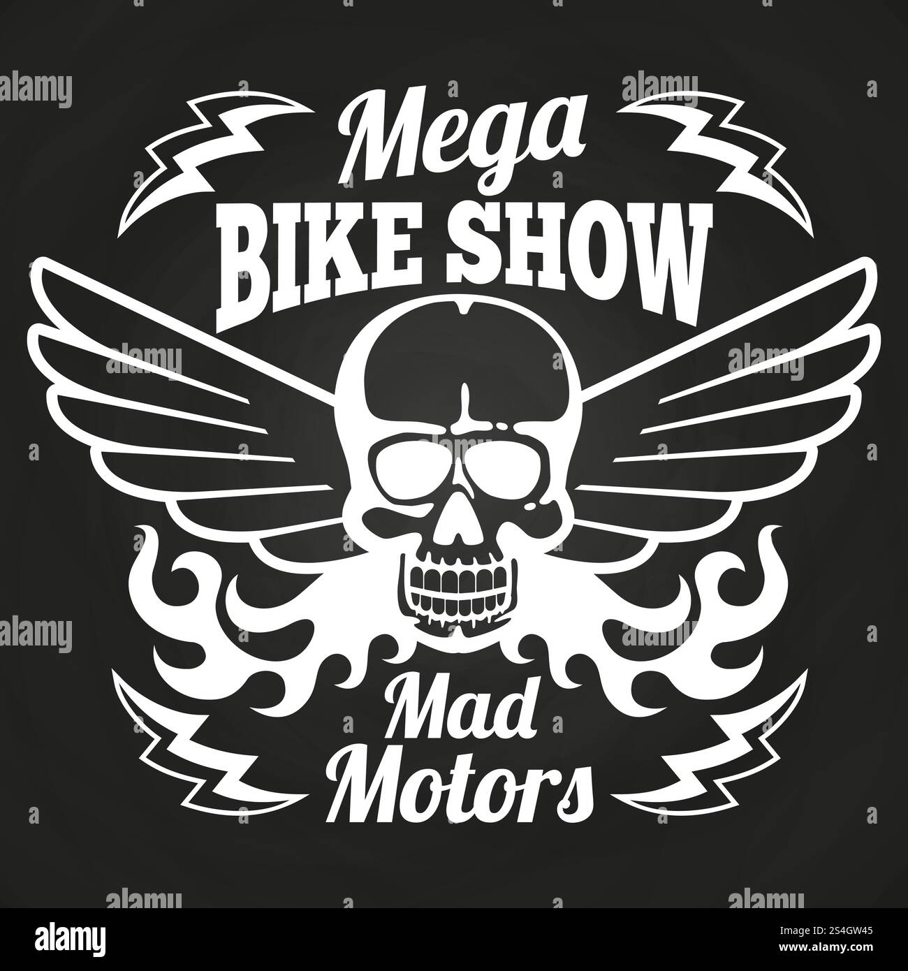 Emblème de bannière d'exposition de moto vintage sur la conception de tableau noir. Illustration vectorielle. Emblème vintage du spectacle de motos Illustration de Vecteur