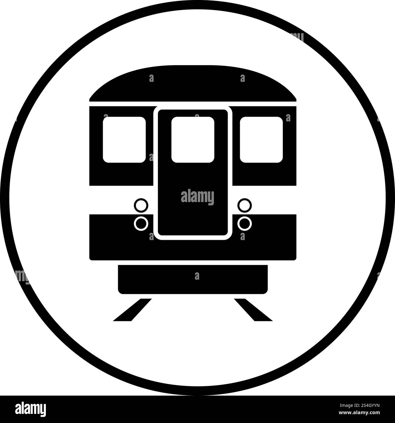 Icône métro vue avant. Cercle mince Stencil Design. Vector Illustration. Illustration de Vecteur