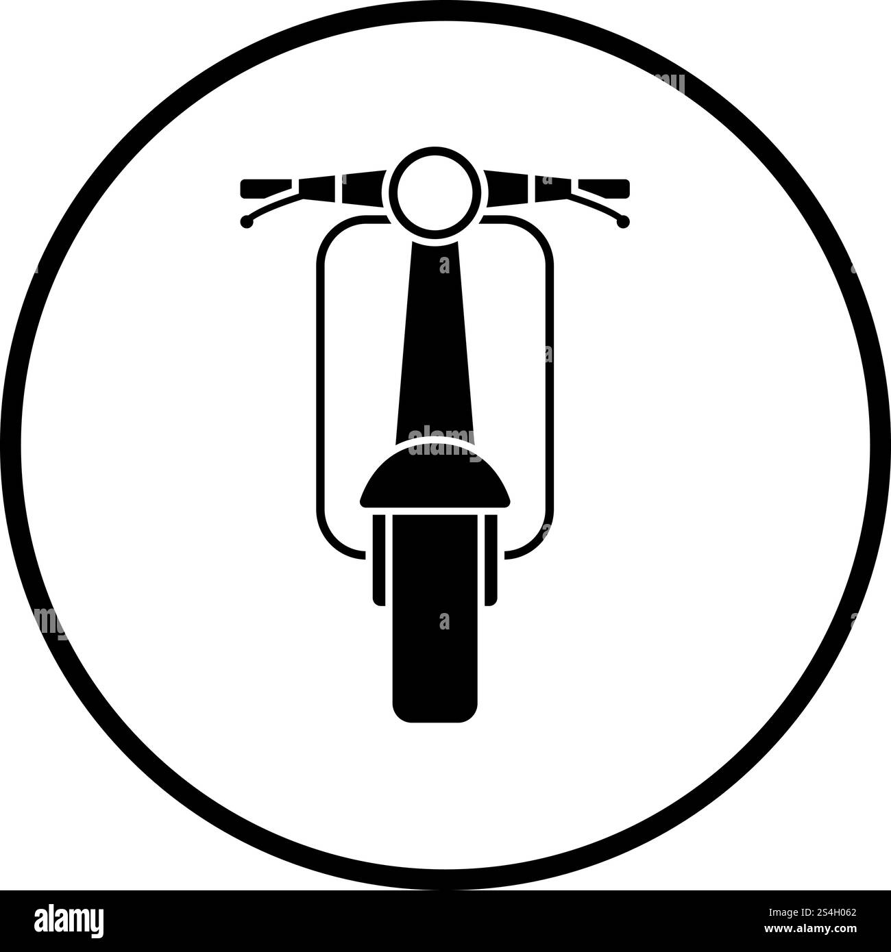 Icône scooter vue avant. Cercle mince Stencil Design. Vector Illustration. Illustration de Vecteur