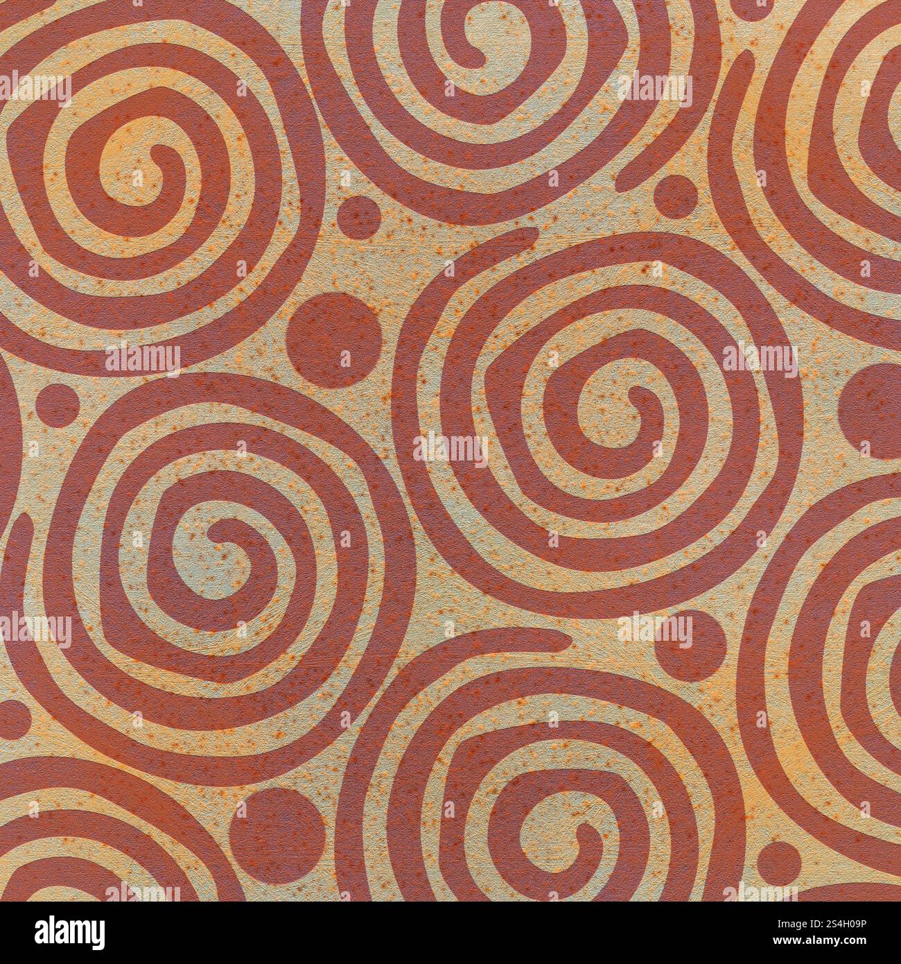 Motif spirale ethnique. Fond décoratif carré avec texture textile en relief avec des motifs en spirale complexes. Banque D'Images