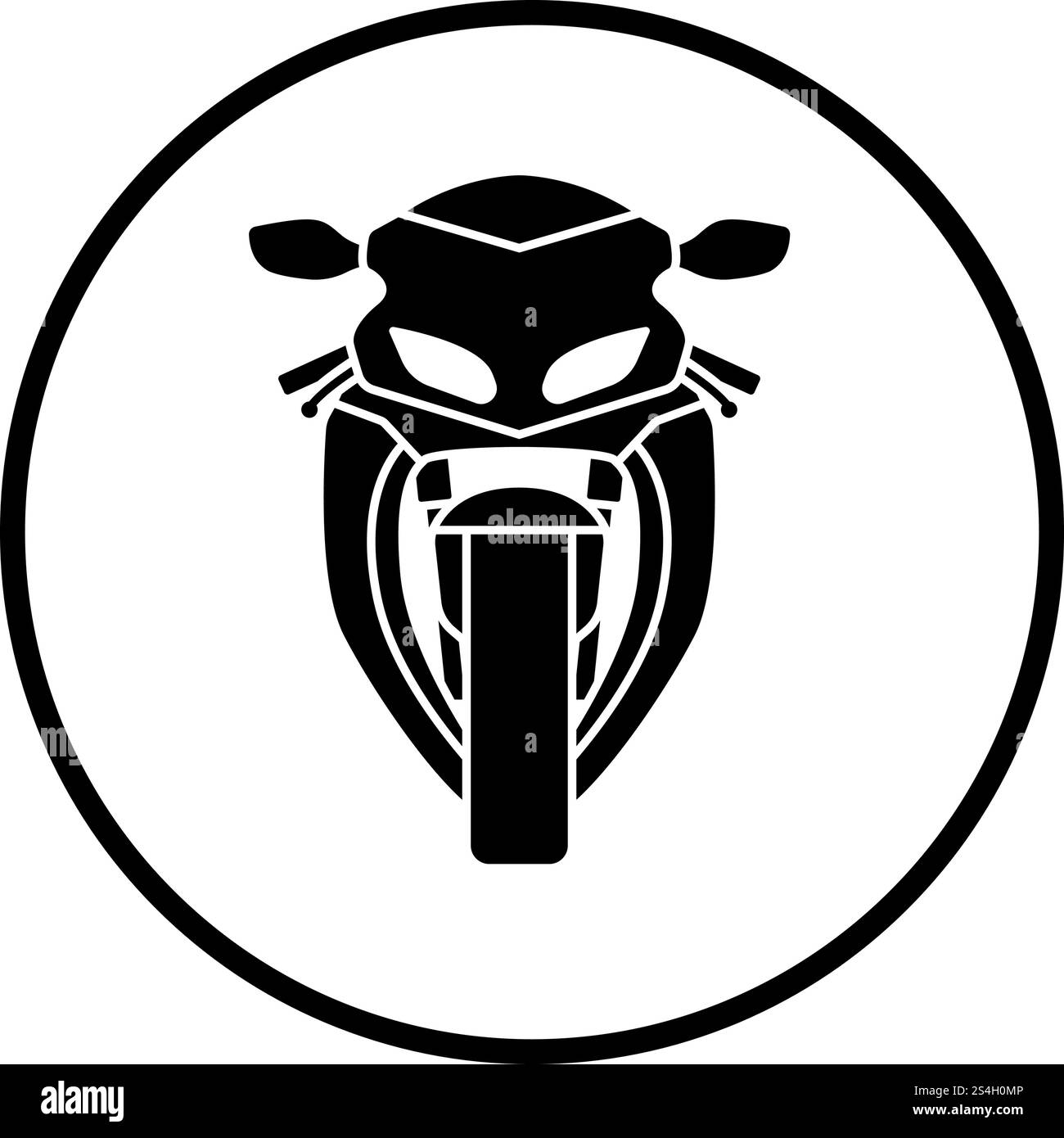 Icône Moto Vue de face. Cercle mince Stencil Design. Vector Illustration. Illustration de Vecteur