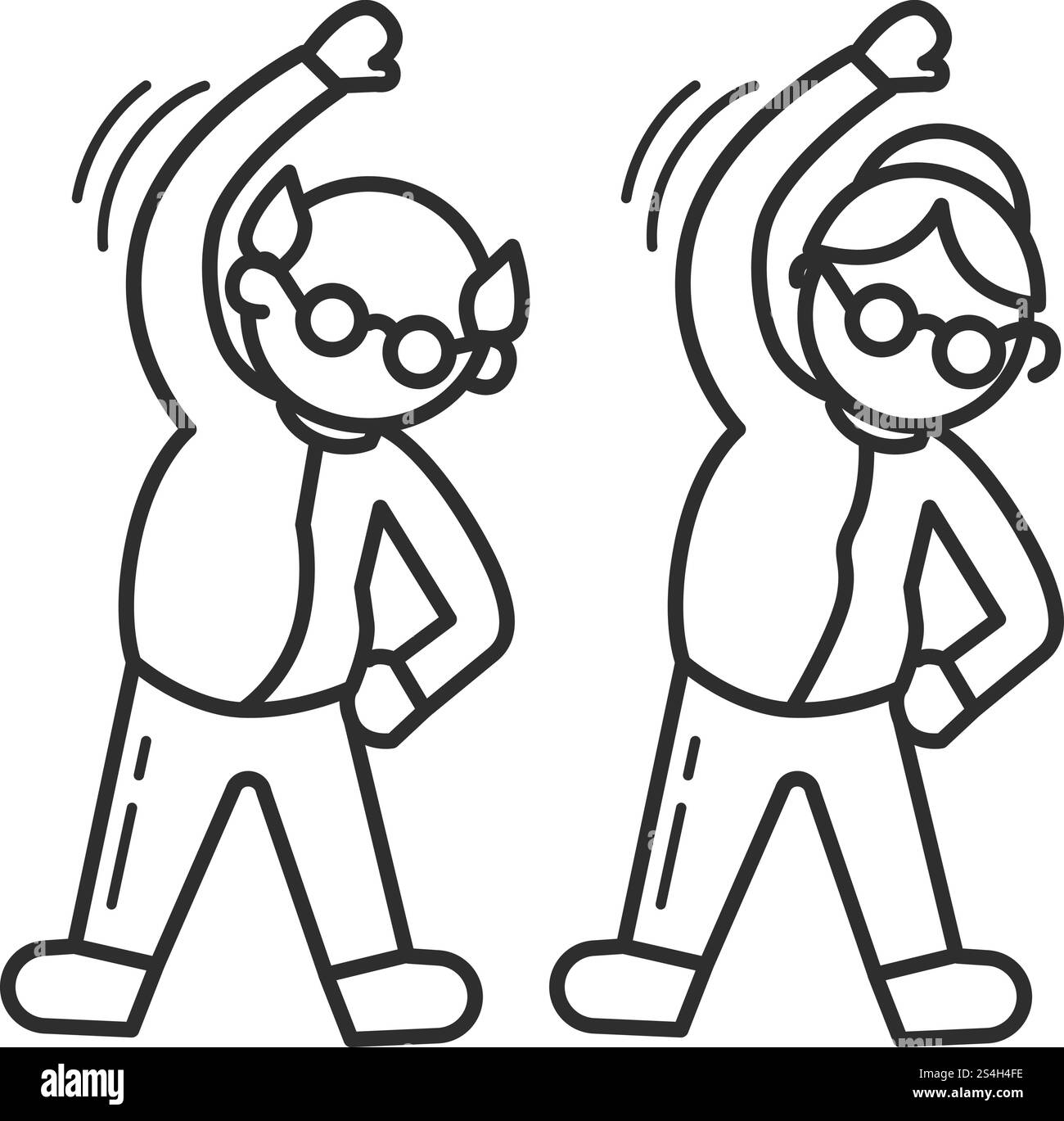 Fond de concept d'exercice matinal de la vieille personne. Esquissez le fond de concept de vecteur d'exercice matinal de la vieille personne pour la conception de Web isolé sur fond blanc. Fond de concept d'exercice matinal de la vieille personne, style de contour Illustration de Vecteur