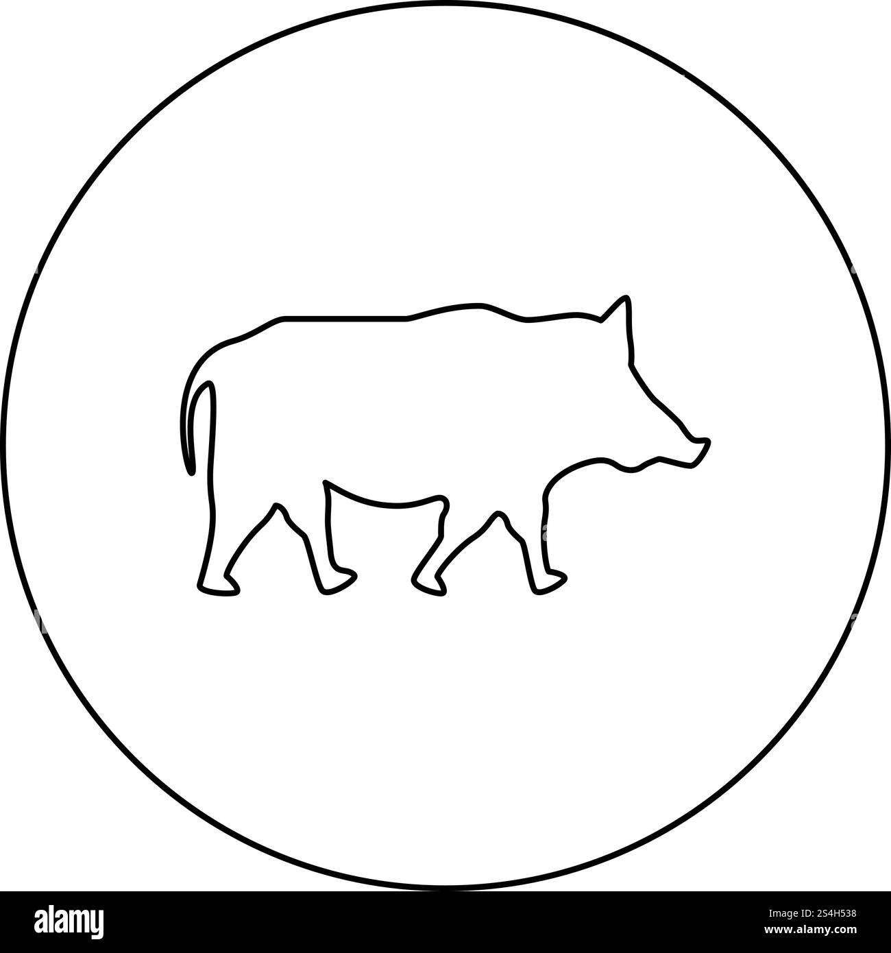 Porc cochon sauvage sanglier phacochère en icône Contour rond cercle couleur noir style télévision illustration vectorielle simple image Illustration de Vecteur