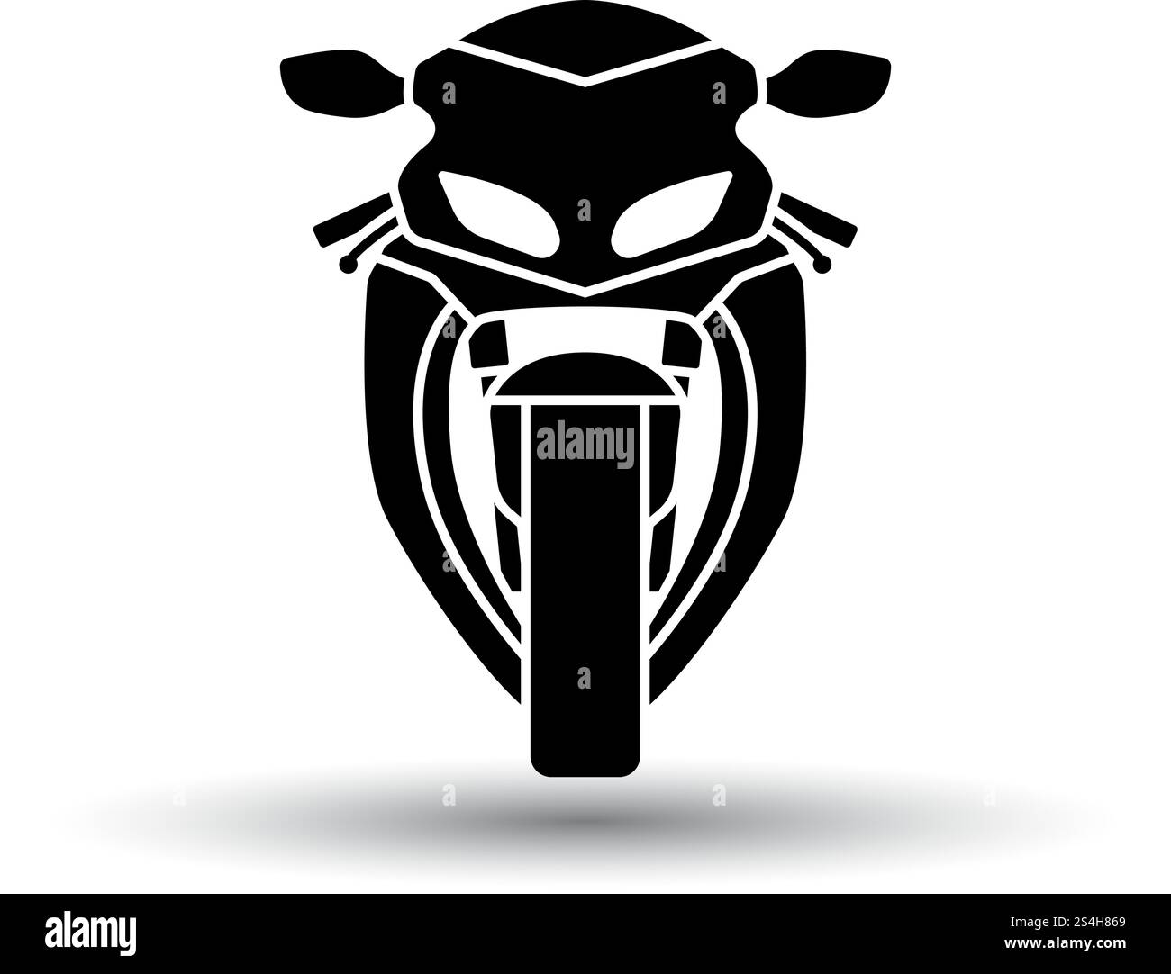 Icône Moto Vue de face. Noir sur fond blanc avec l'ombre. Vector Illustration. Illustration de Vecteur