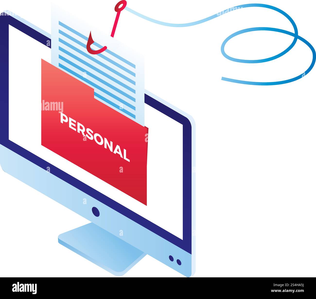 Icône d'informations personnelles d'hameçonnage. Isométrique de l'icône de vecteur d'informations personnelles de phishing pour la conception Web isolé sur fond blanc. Icône d'informations personnelles de phishing, style isométrique Illustration de Vecteur