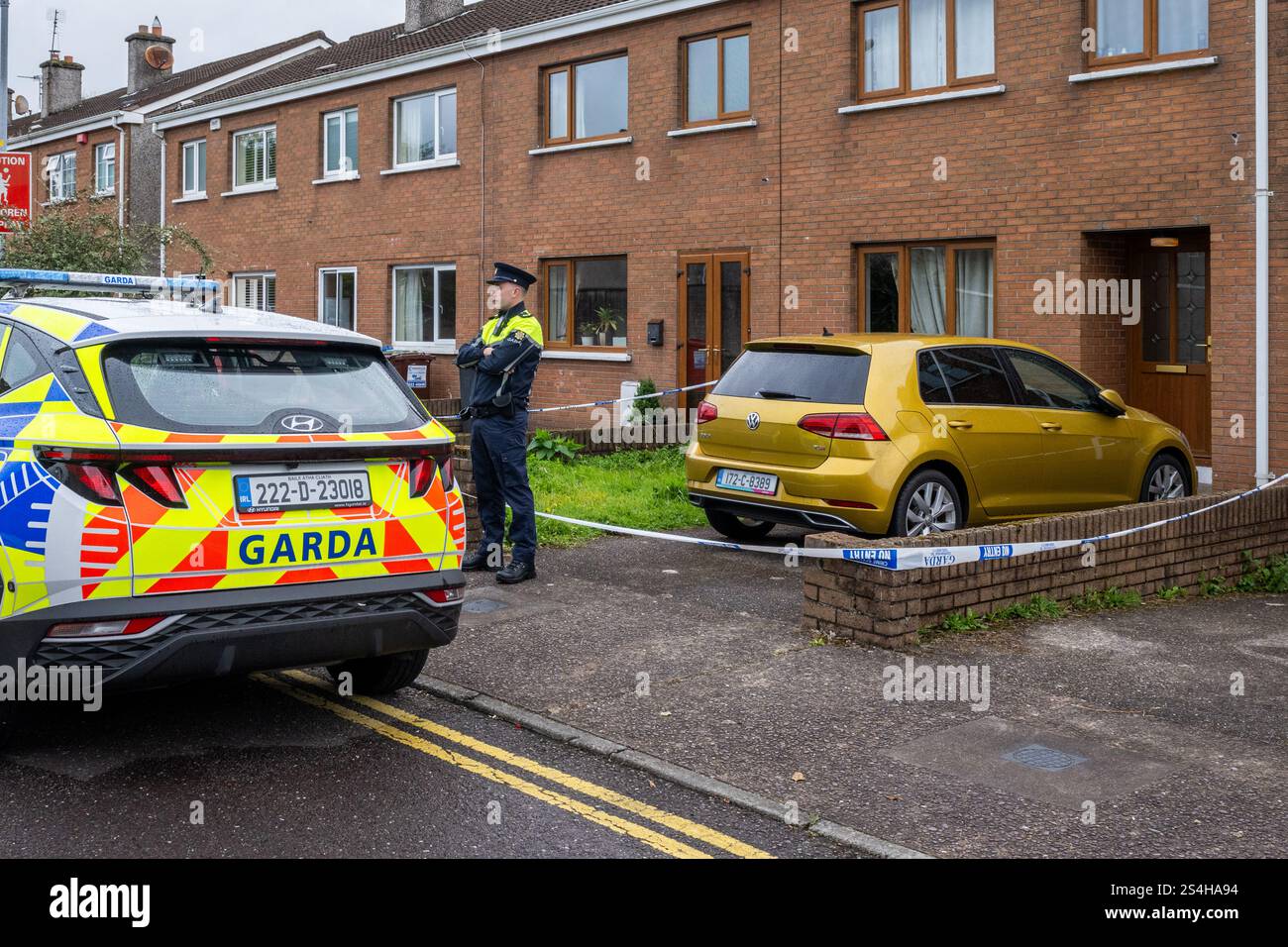 Une scène de crime de Garda Siochana à Cork City, Irlande. Banque D'Images