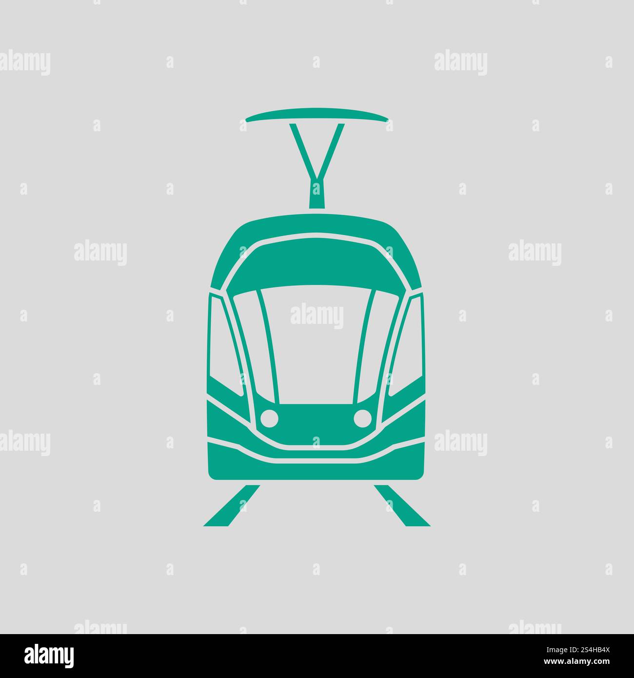 Icône Tram vue avant. Vert sur fond gris. Vector Illustration. Illustration de Vecteur