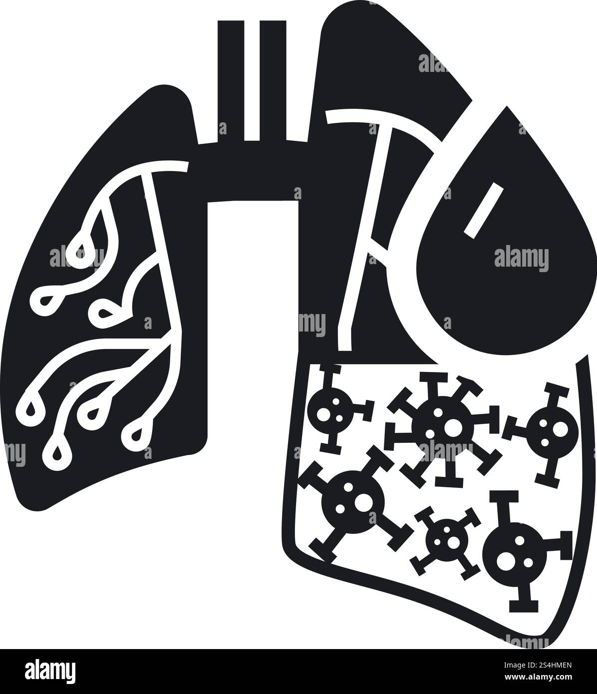 Icône poumons du virus de la pneumonie. Illustration simple de l'icône de vecteur de poumons de virus de pneumonie pour la conception de Web isolé sur fond blanc. Icône poumons de virus de pneumonie, style simple Illustration de Vecteur