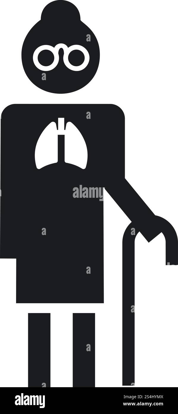 Icône pulmonaire de la vieille femme pneumonie. Illustration simple de l'icône de vecteur de poumon de la vieille femme pneumonie pour la conception de Web isolé sur fond blanc. Icône pulmonaire de la vieille femme pneumonie, style simple Illustration de Vecteur