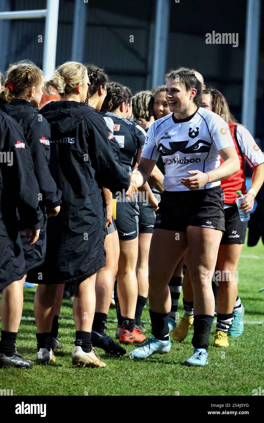 Exeter, Devon, Royaume-Uni. 12 janvier 2025. PWR Professional Women's Rugby Exeter Chiefs contre Bristol Bears à Sandy Park, Exeter, Devon. Photo : Ilona Maher après le match. Crédit : Nidpor/Alamy Live News Banque D'Images