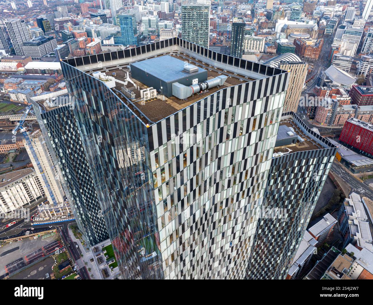 Image aérienne de gratte-ciel à Deansgate Square à Manchester Royaume-Uni Banque D'Images