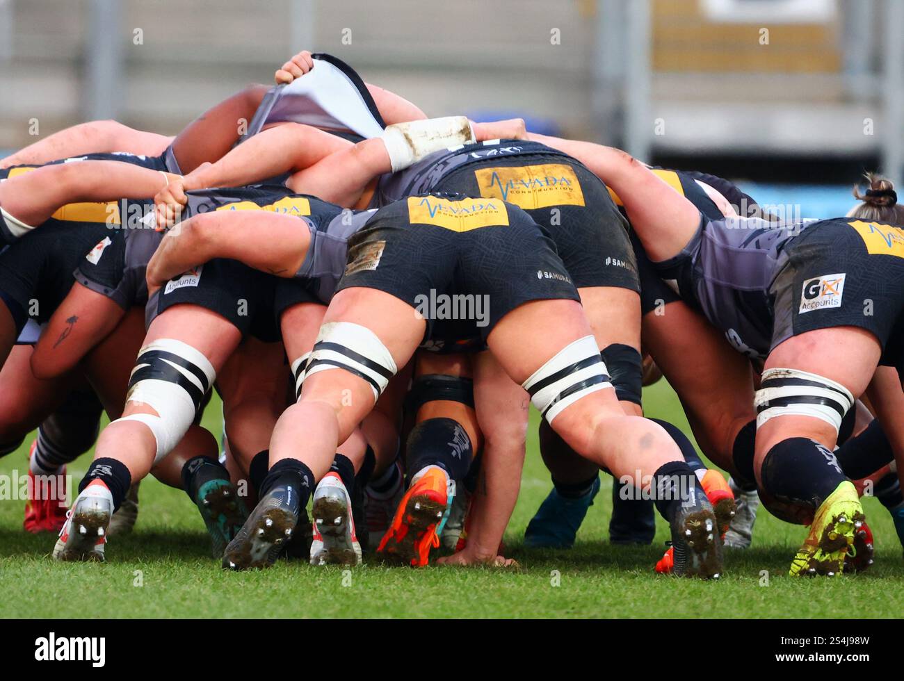 Exeter, Devon, Royaume-Uni. 12 janvier 2025. PWR Professional Women's Rugby Exeter Chiefs contre Bristol Bears à Sandy Park, Exeter, Devon. Photo : Chiefs scrum. Crédit : Nidpor/Alamy Live News Banque D'Images