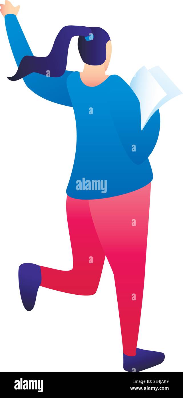 Icône de femme de bureau de saut. Isométrique de l'icône vectorielle de femme de bureau de saut pour la conception de Web isolé sur fond blanc. Icône de femme de bureau de saut, style isométrique Illustration de Vecteur