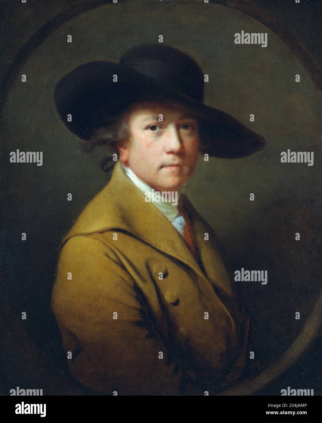 Joseph Wright (1734 – 1797), Joseph Wright de Derby, peintre de paysages et de portraits anglais. Autoportrait, 1765-1768, tableau de Joseph Wright de Derby Banque D'Images