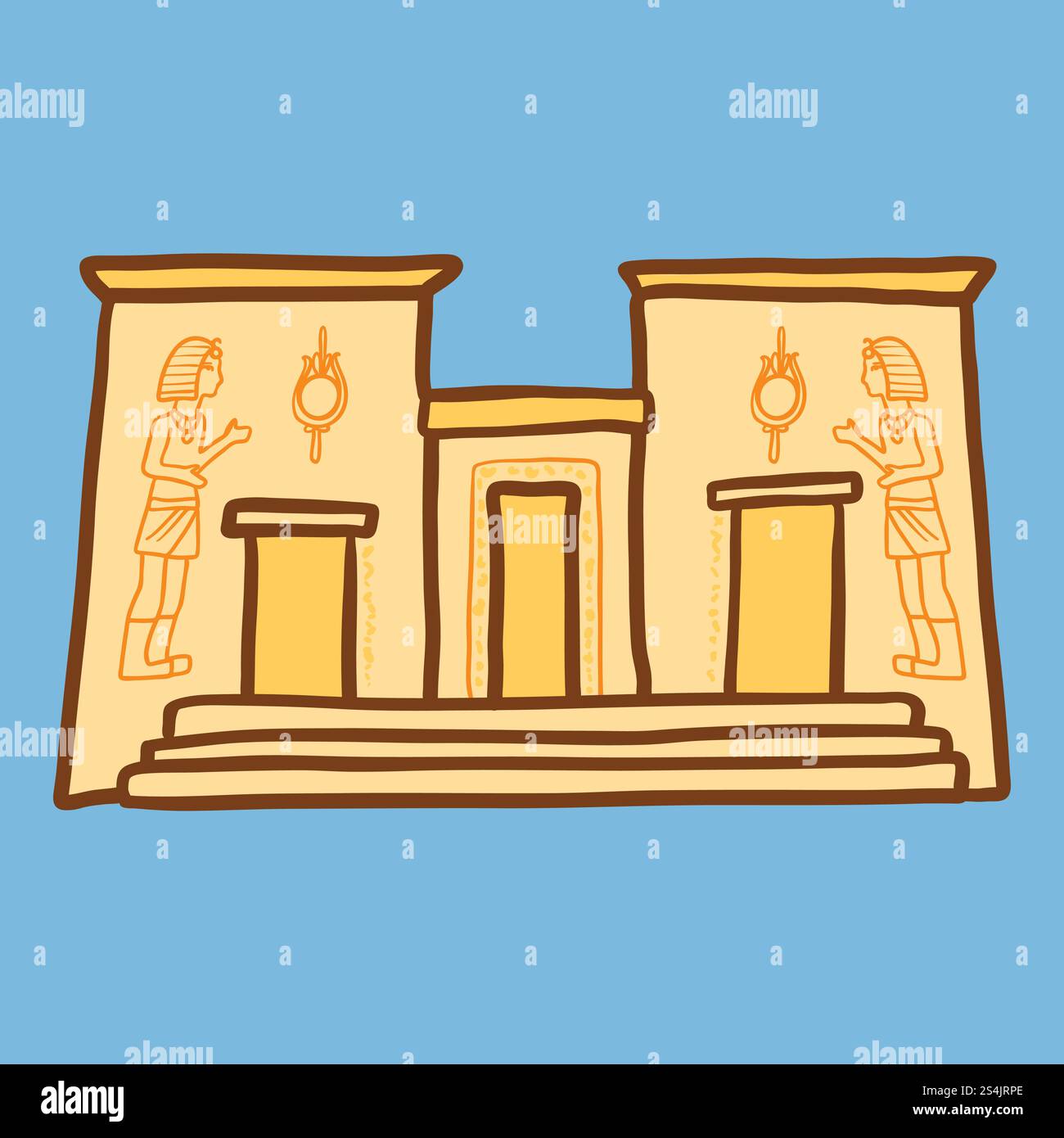 Icône du temple égyptien. Illustration dessinée à la main de l'icône vectorielle de temple d'égypte pour la conception de sites Web. Icône du temple égyptien, style dessiné à la main Illustration de Vecteur