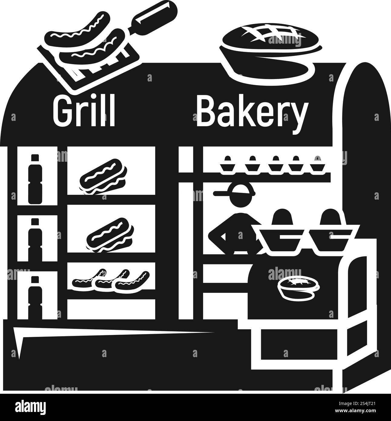 Icône de boulangerie de grill de rue. Illustration simple de l'icône vectorielle de boulangerie de grill de rue pour la conception Web isolé sur fond blanc. Icône de boulangerie de grill de rue, style simple Illustration de Vecteur