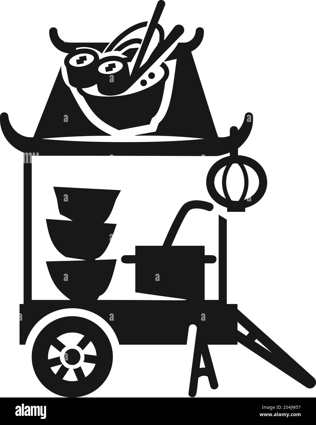 Icône de chariot de rue de sushi. Illustration simple de l'icône vectorielle de chariot de rue de sushi pour la conception Web isolé sur fond blanc. Icône de chariot de rue de sushi, style simple Illustration de Vecteur