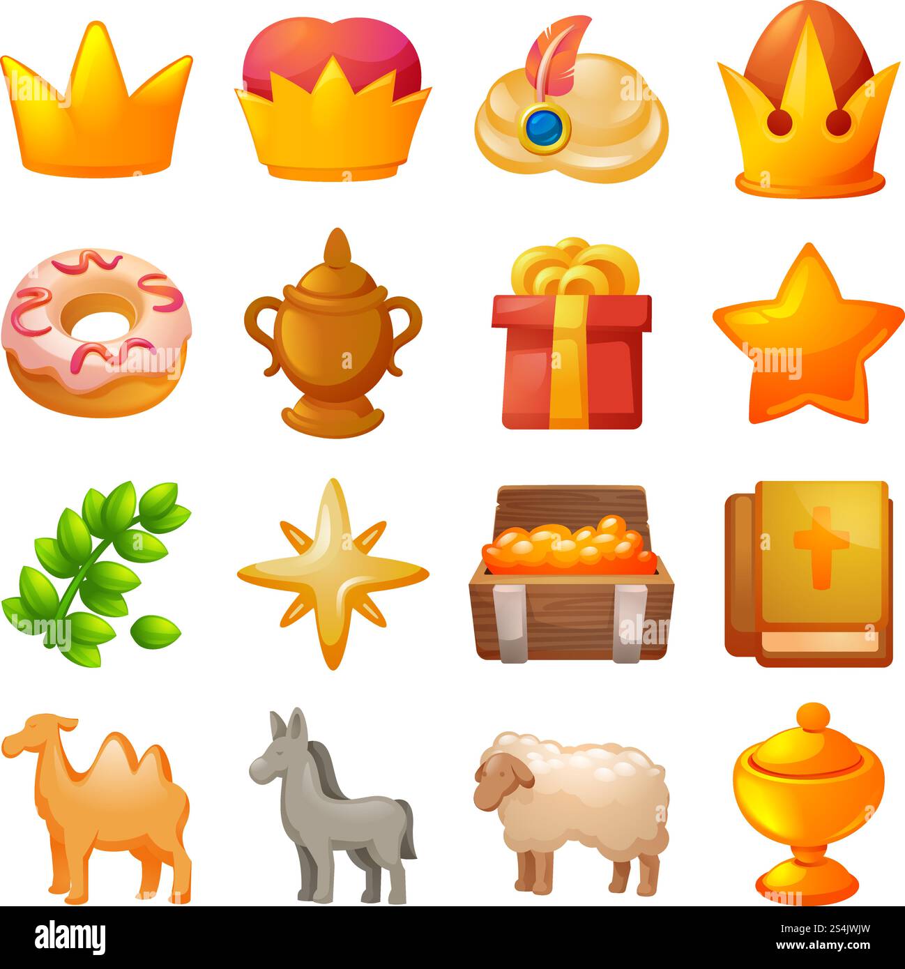 Jeu d'icônes Epiphany. Ensemble de dessins animés d'icônes vectorielles Epiphany pour la conception de sites Web. Jeu d'icônes Epiphany, style de dessin animé Illustration de Vecteur