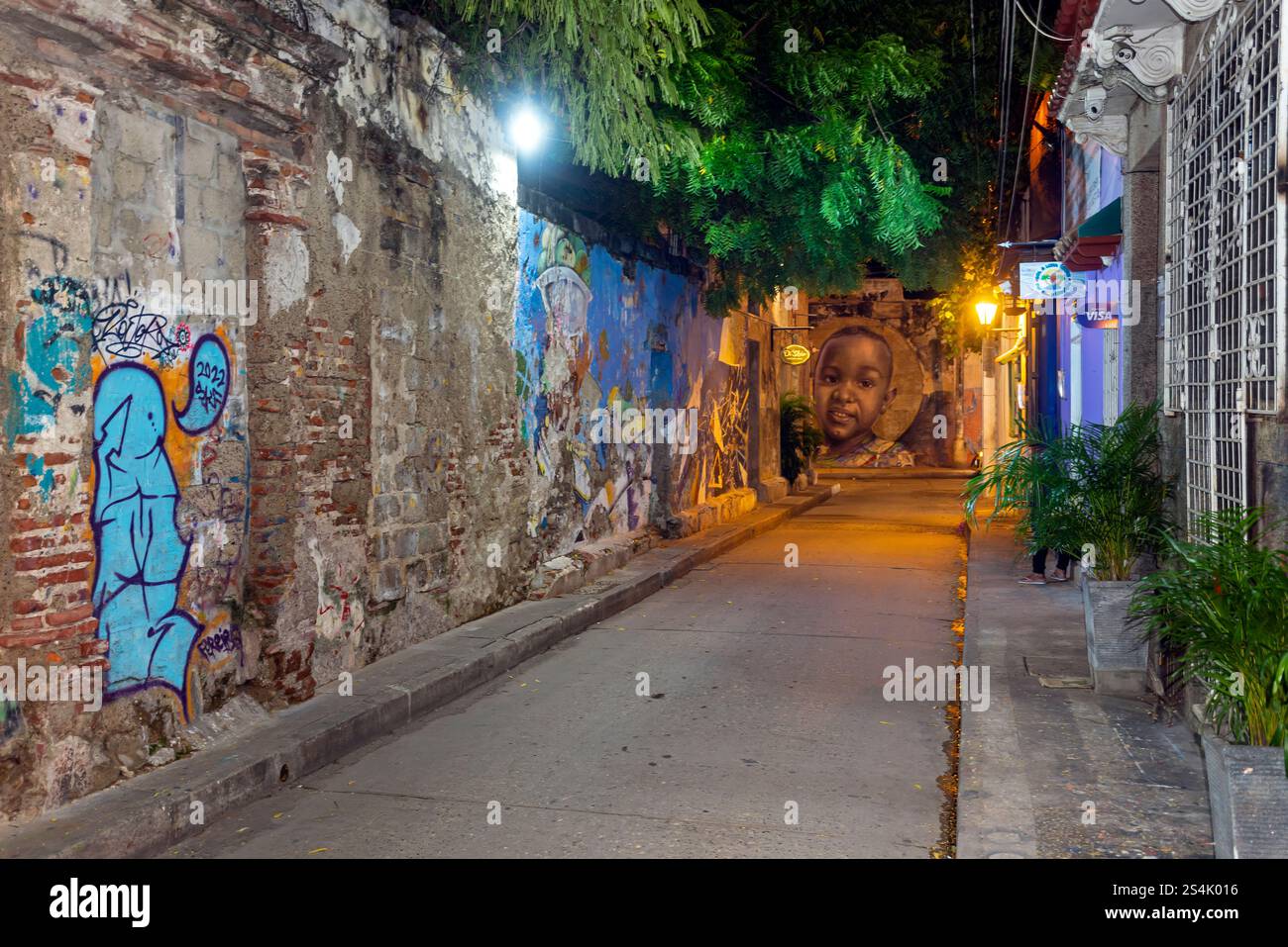 Peinture murale. Quartier de Getsemaní, Cartagena de Indias, Colombie Banque D'Images