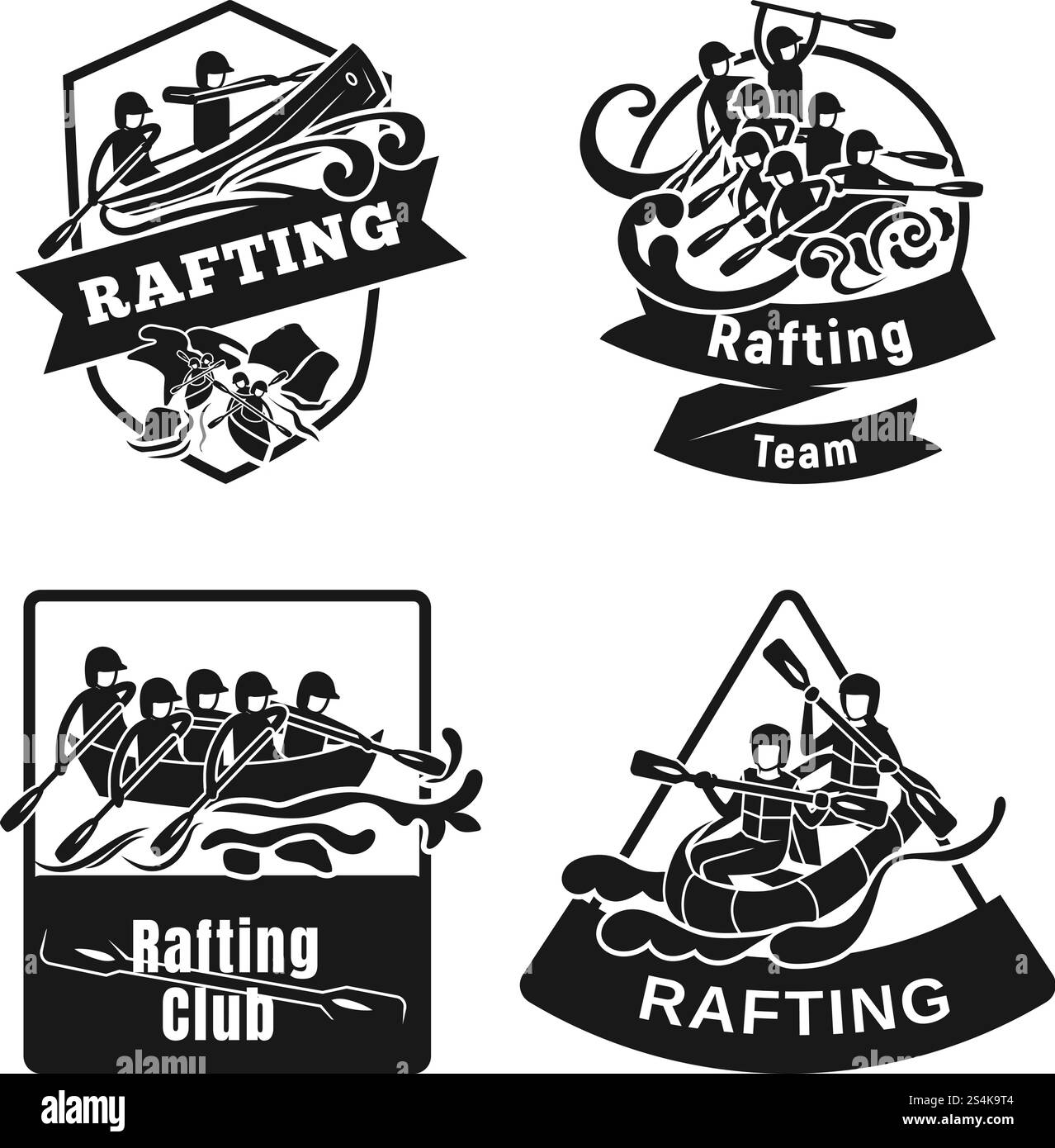 Ensemble d'icônes de kayak de rafting. Ensemble simple d'icônes vectorielles de kayak de rafting pour la conception Web sur fond blanc. Ensemble d'icônes de kayak de rafting, style simple Illustration de Vecteur