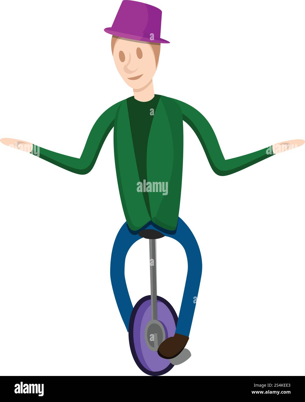 Clown sur une icône de vélo-roue. Dessin animé de clown sur une icône vectorielle de vélo de roue pour la conception Web isolé sur fond blanc. Clown sur une icône de vélo de roue, style de dessin animé Illustration de Vecteur