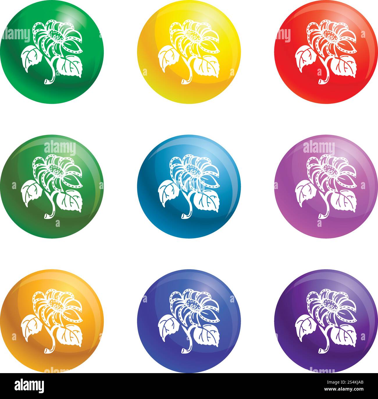 Icônes de tournesol de jardin vecteur 9 ensemble de couleurs isolé sur fond blanc pour n'importe quelle conception de Web. Vecteur de jeu d'icônes de tournesol de jardin Illustration de Vecteur