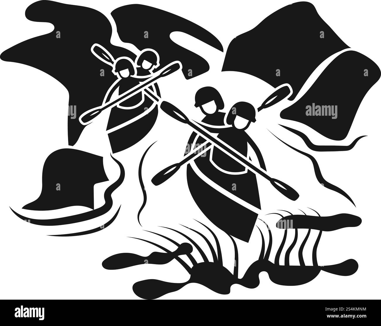 Icône du kayak et du rafting. Illustration simple de l'icône vectorielle de rafting de kayak pour la conception Web isolé sur fond blanc. Icône de rafting kayak, style simple Illustration de Vecteur