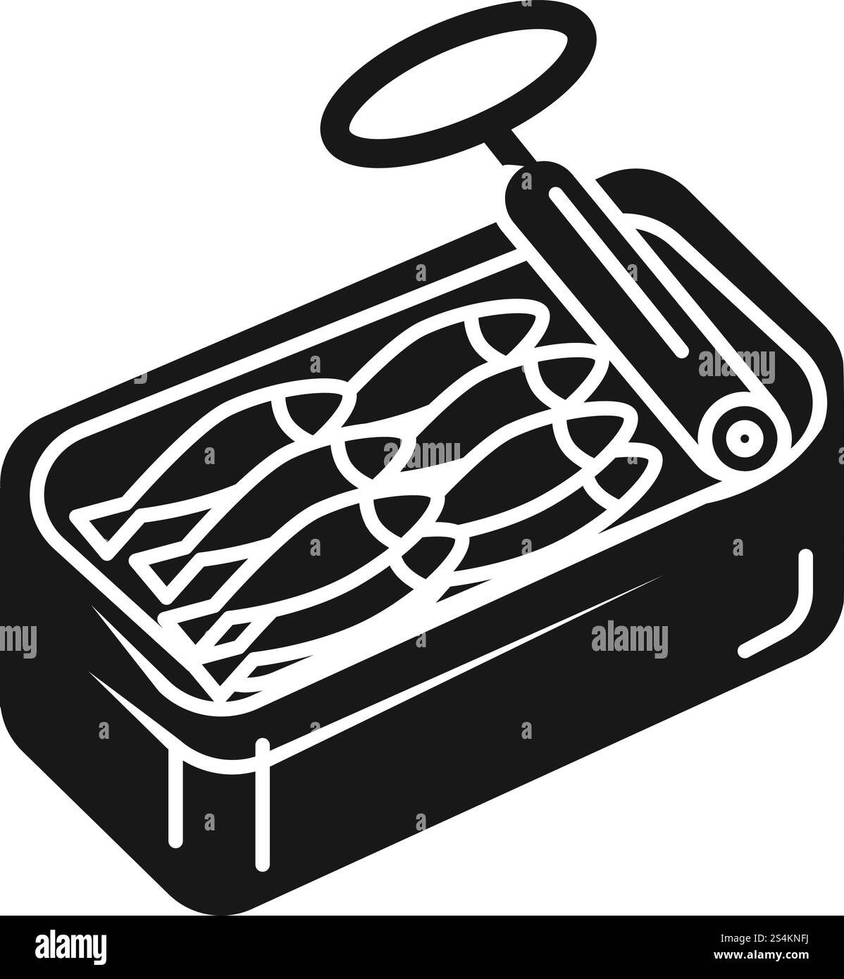 Icône boîte de sardines ouverte. Illustration simple de l'icône vectorielle de boîte ouverte de sardines pour la conception Web isolé sur fond blanc. Icône boîte ouverte de sardines, style simple Illustration de Vecteur