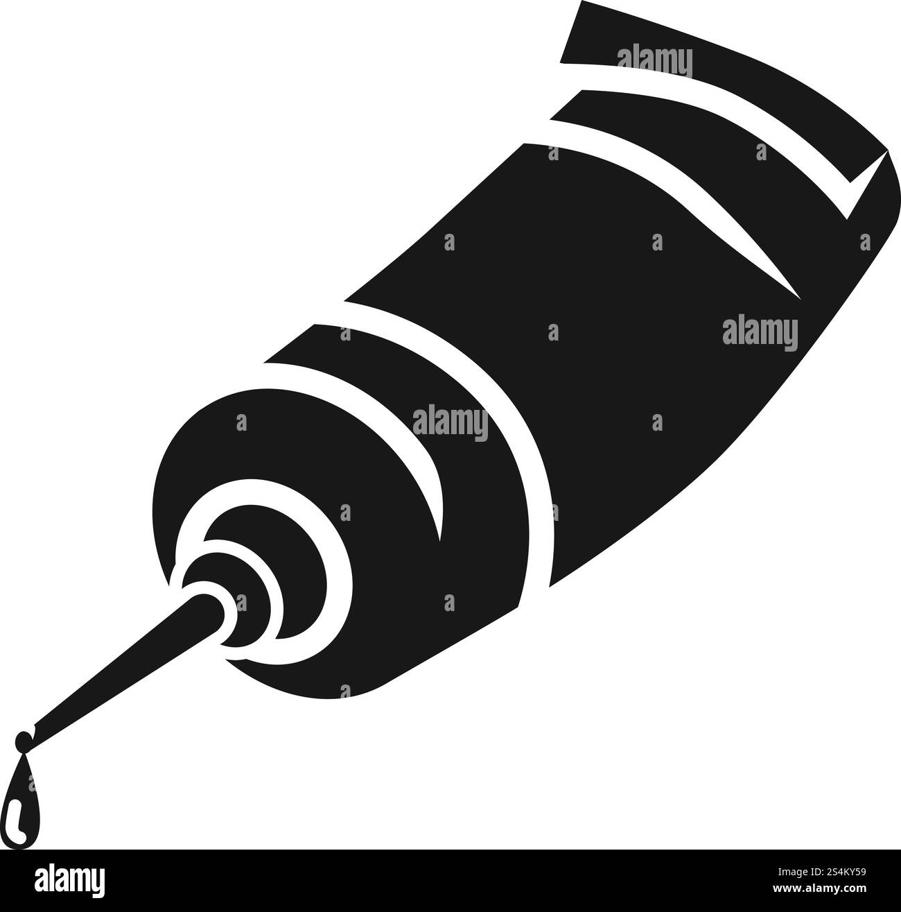 Colle coulant de l'icône du tube. Illustration simple de la colle coulant de l'icône de vecteur de tube pour la conception Web isolé sur fond blanc. Colle goutte à goutte de l'icône du tube, style simple Illustration de Vecteur