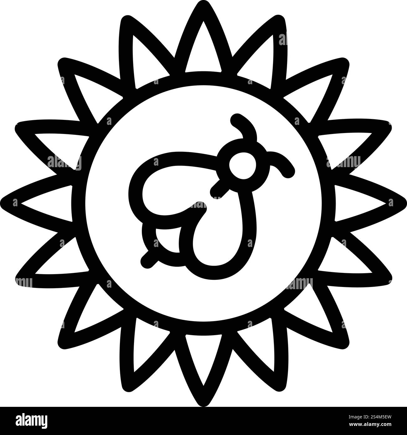 Abeille sur l'icône de tournesol. Contour abeille sur l'icône vectorielle de tournesol pour la conception Web isolé sur fond blanc. Abeille sur l'icône de tournesol, style de contour Illustration de Vecteur