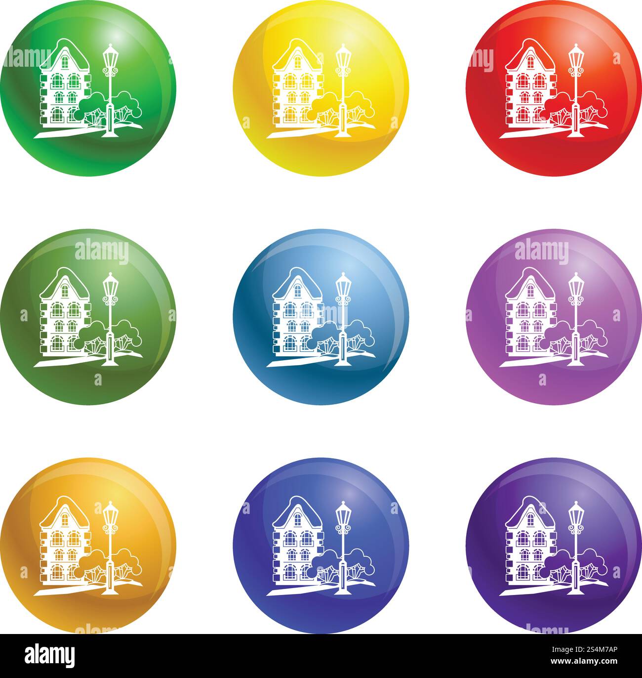 Vieux icônes de maison vecteur 9 ensemble de couleurs isolé sur fond blanc pour n'importe quelle conception de web. Les icônes de vieille maison définissent le vecteur Illustration de Vecteur
