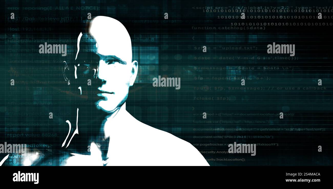 L'évolution de l'intelligence artificielle avec la conscience comme concept de haute technologie numérique Banque D'Images