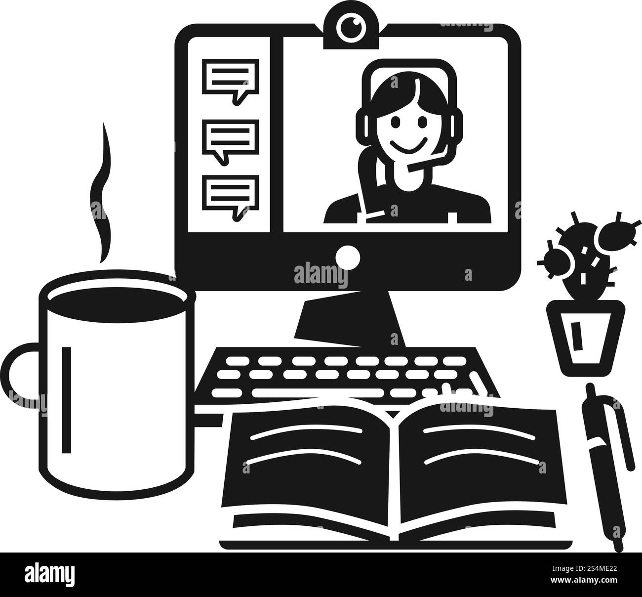 Icône de webinaire sur ordinateur personnel. Illustration simple de l'icône vectorielle de webinaire d'ordinateur à la maison pour la conception de Web isolé sur fond blanc. Icône de webinaire d'ordinateur à la maison, style simple Illustration de Vecteur