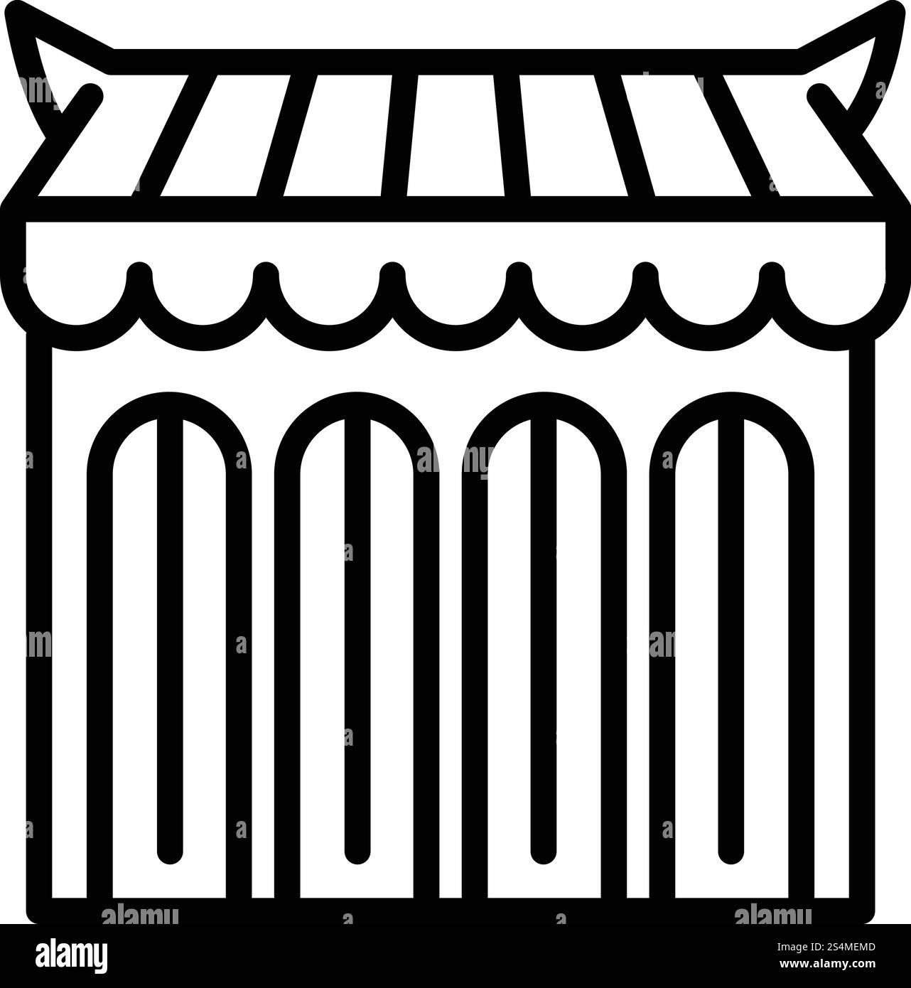 Grande tente avec icône de fenêtres. Outline grande tente avec l'icône de vecteur de fenêtres pour la conception de Web isolé sur fond blanc. Grande tente avec icône de fenêtres, style de contour Illustration de Vecteur