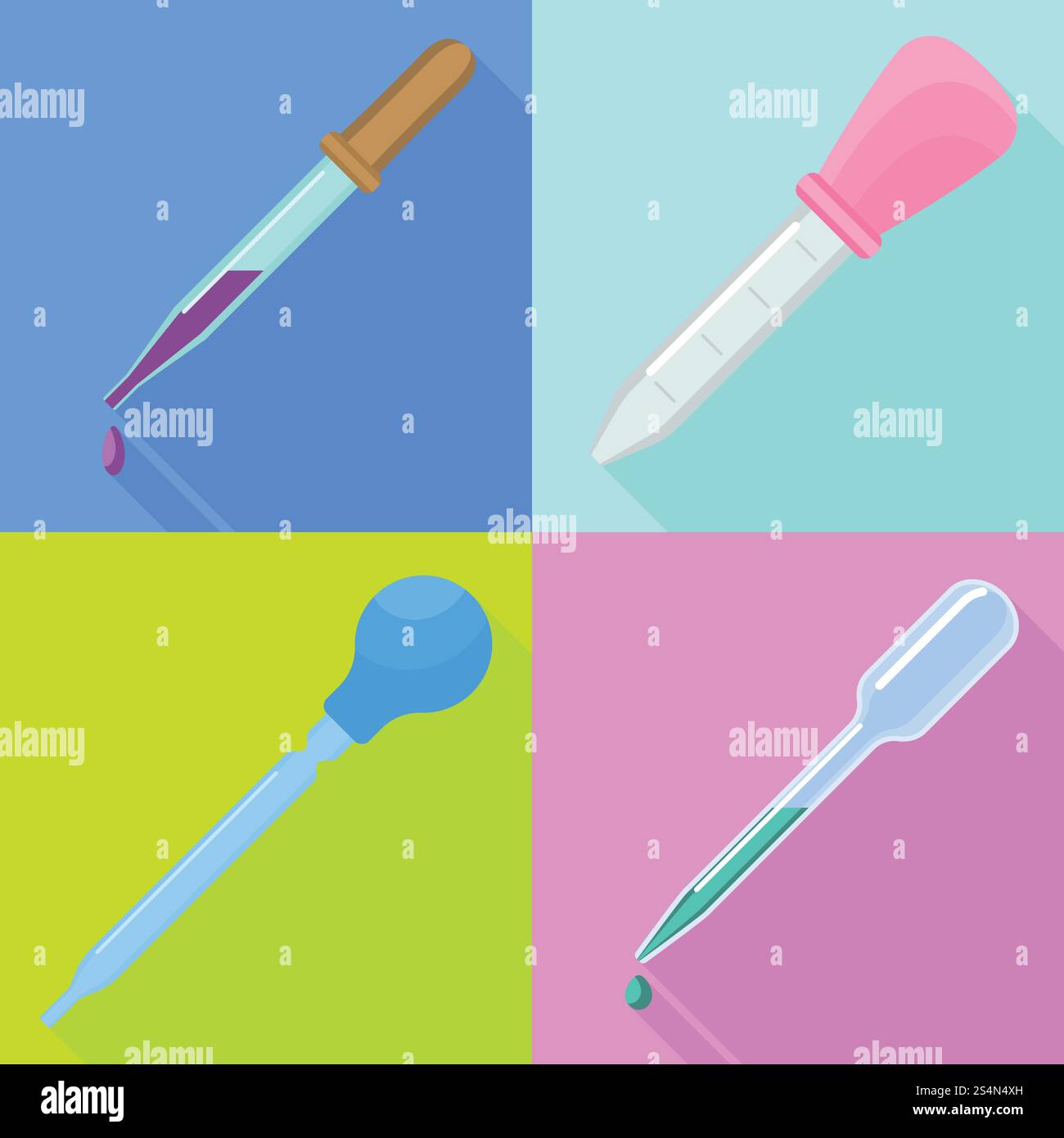 Jeu d'icônes de pipette. Ensemble plat d'icônes vectorielles de pipette pour la conception Web. Jeu d'icônes de pipette, style plat Illustration de Vecteur