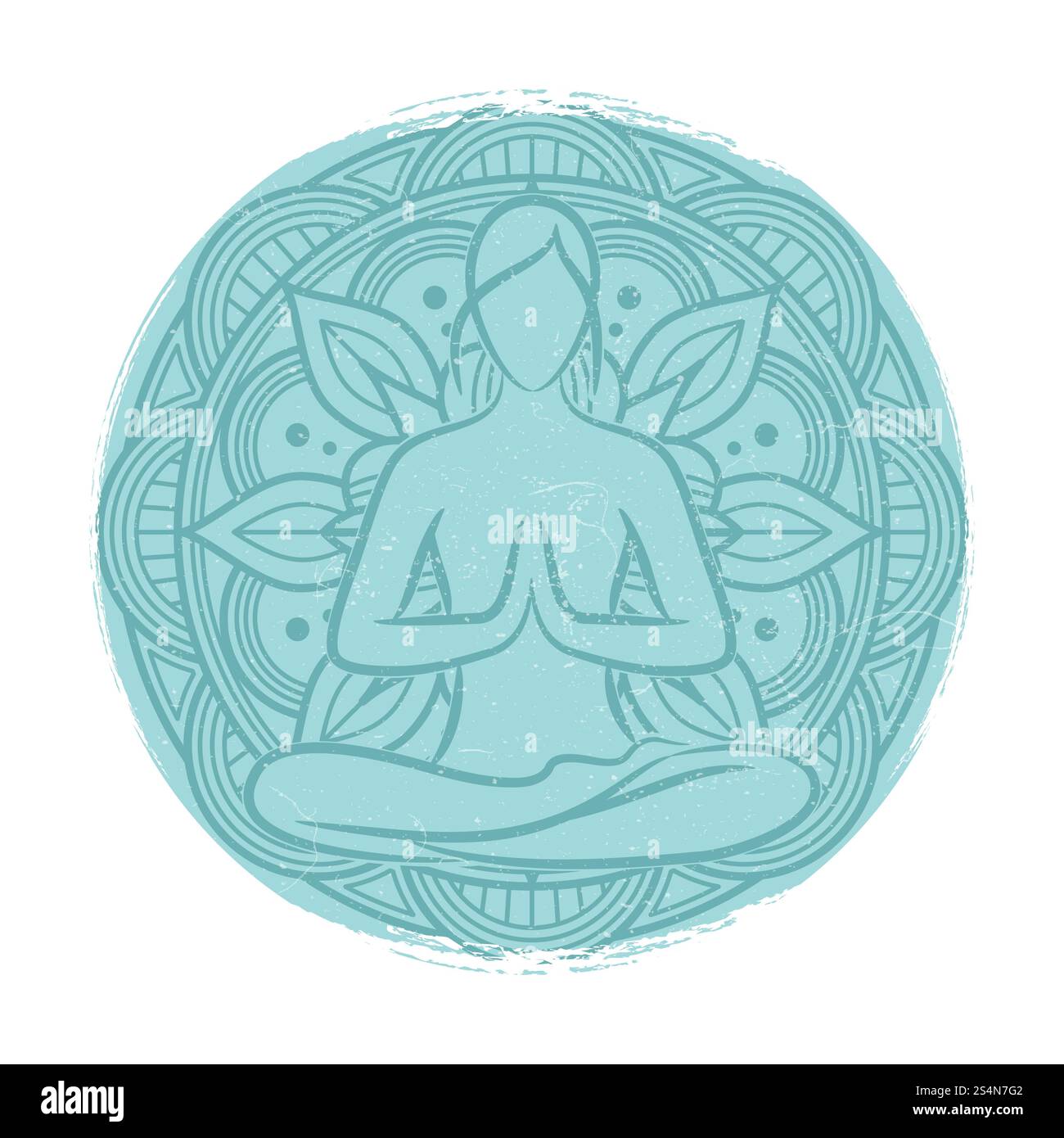 Silhouette féminine d'équilibre de yoga. Fleur mandala et méditaion femme isolé sur blanc. Illustration vectorielle. Silhouette féminine d'équilibre de yoga. Fleur mandala et méditaion femme Illustration de Vecteur