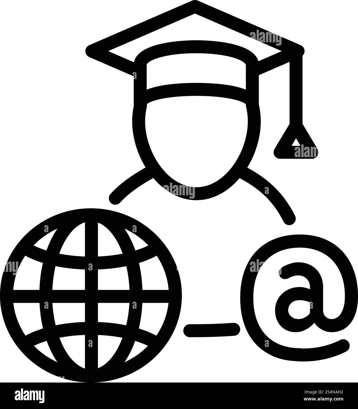 Icône étudiant en ligne. Icône vectorielle d'étudiant en ligne pour la conception Web isolé sur fond blanc. Icône étudiant en ligne, style de contour Illustration de Vecteur