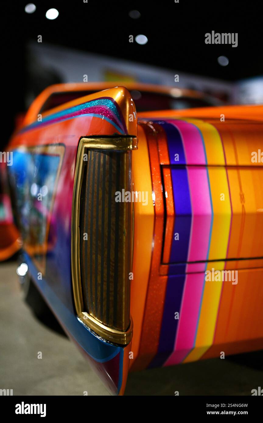 Détail d'une voiture classique au Petersen Automotive Museum sur Wilshire Boulevard, Los Angeles, Californie, États-Unis Banque D'Images