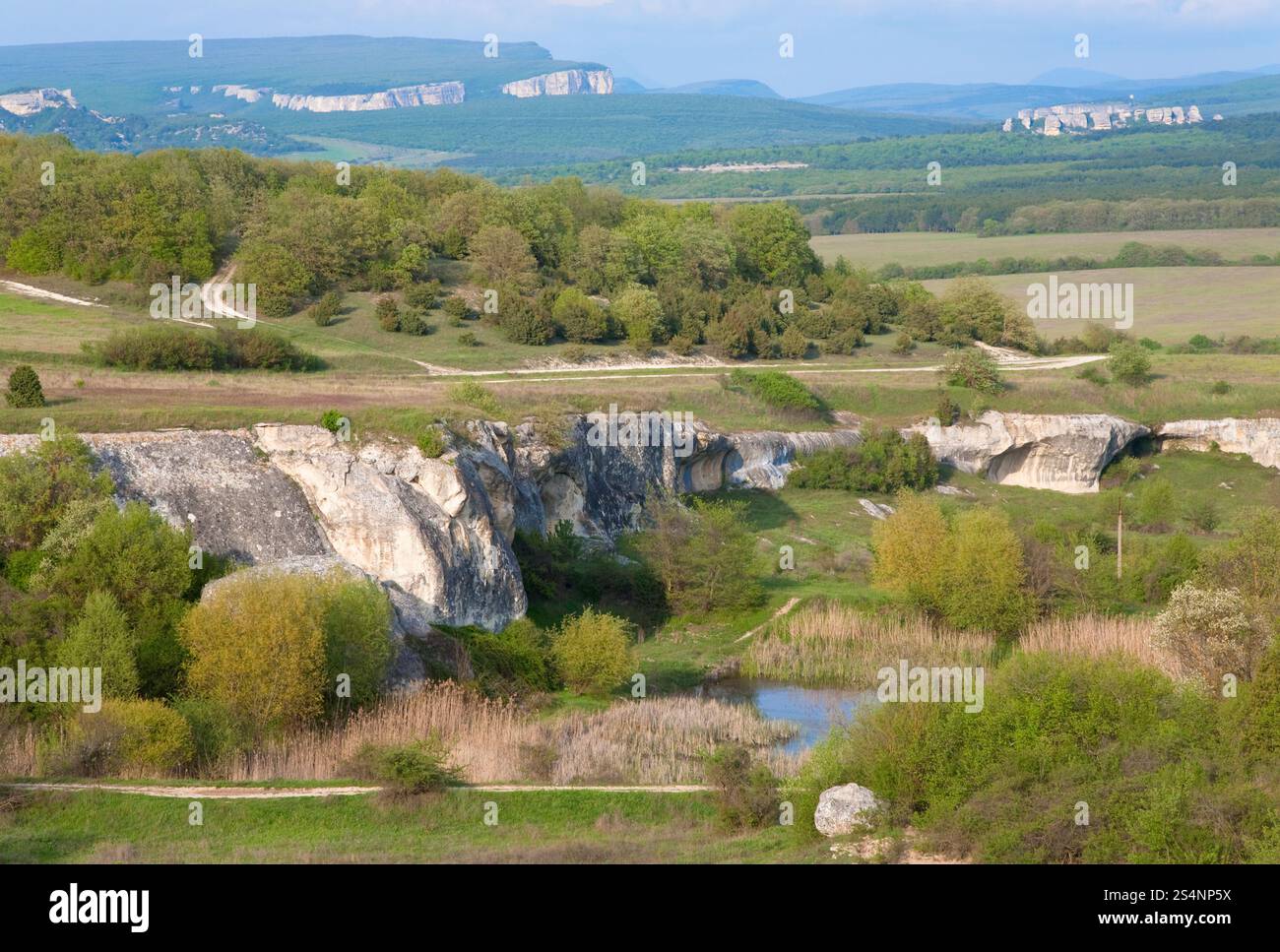 Pays de montagne printemps paysage (Crimée, Ukraine) Banque D'Images