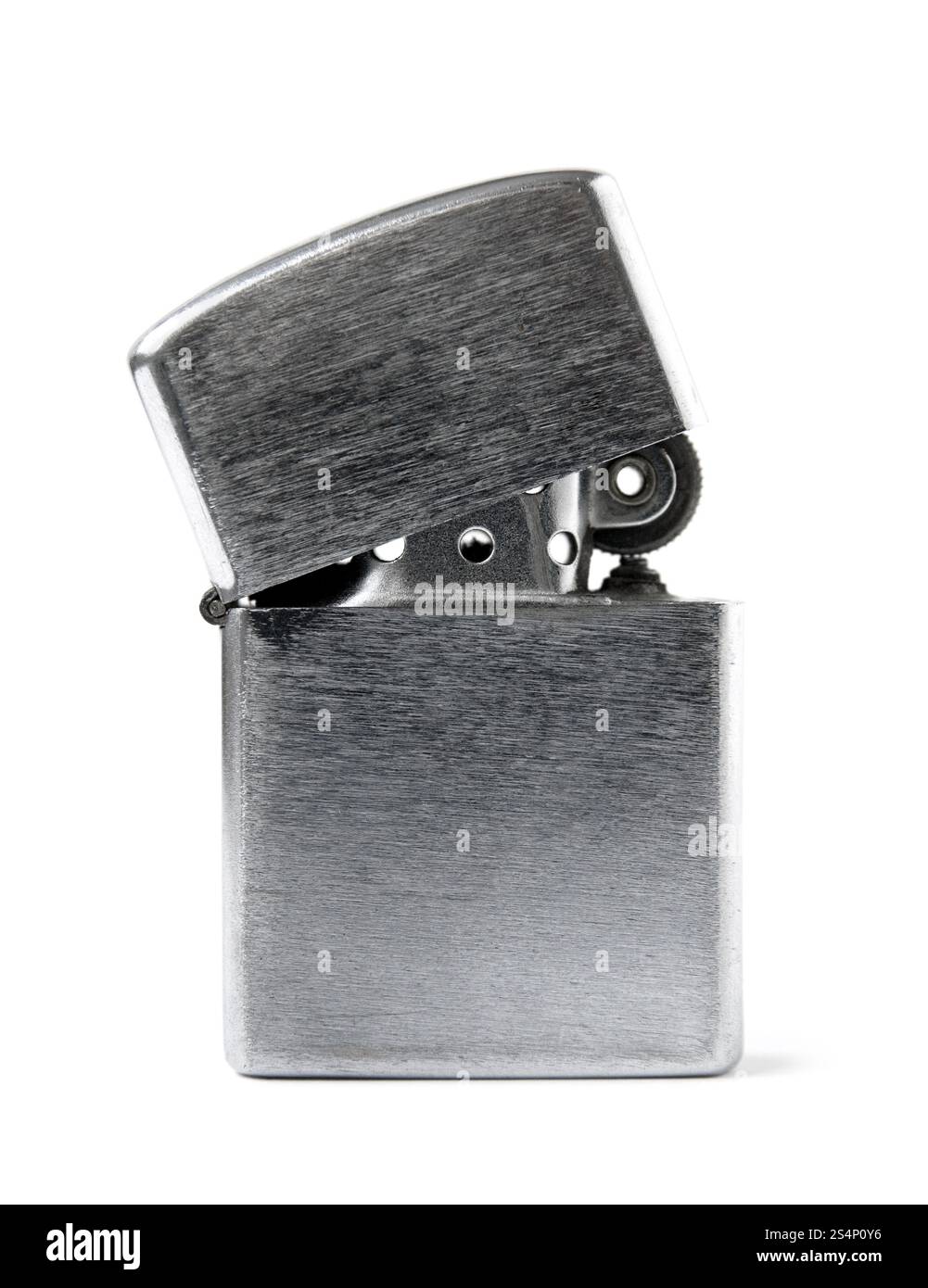 briquet en métal brossé isolé sur fond blanc. briquet métallique Banque D'Images