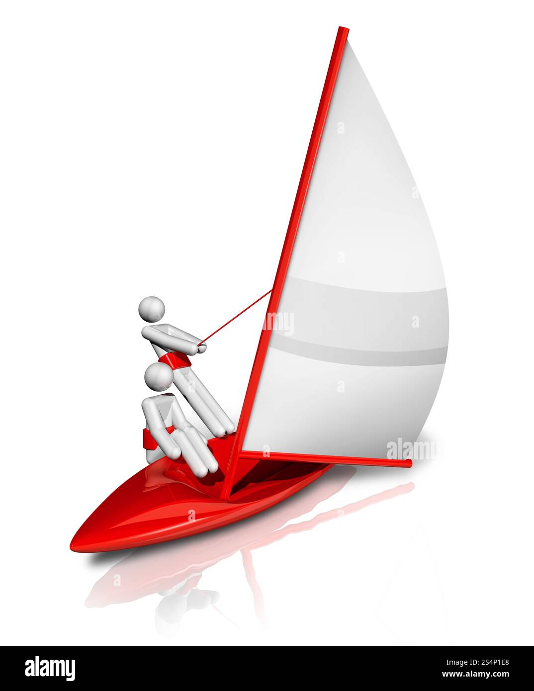 symbole de voile en trois dimensions, série de sports olympiques. Symbole voile 3D. Banque D'Images