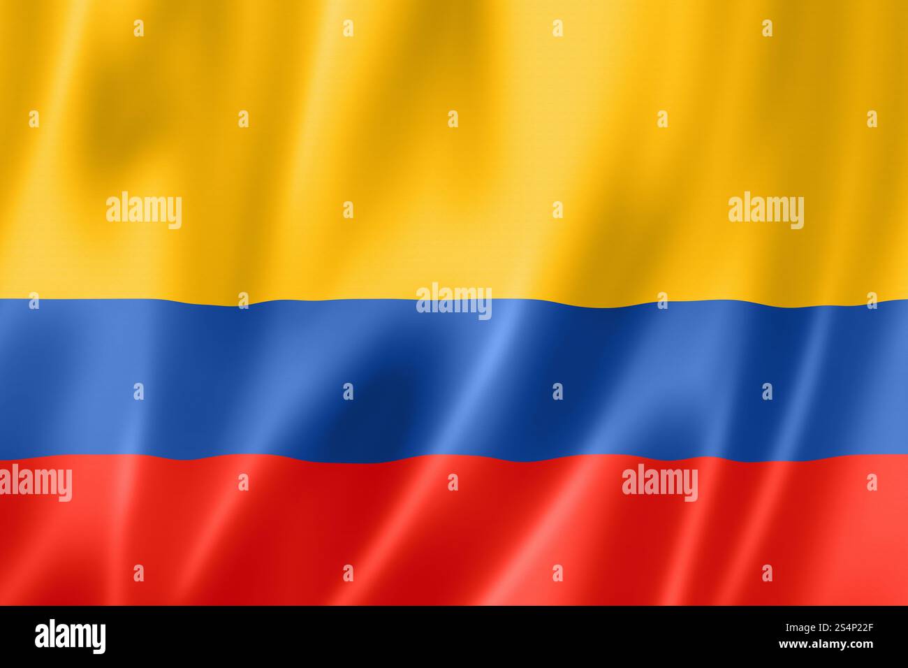 Drapeau Colombie, rendu tridimensionnel, texture satinée. Drapeau colombien Banque D'Images
