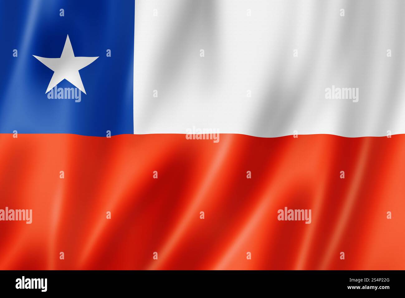 Drapeau du Chili, rendu tridimensionnel, texture satinée. Drapeau chilien Banque D'Images
