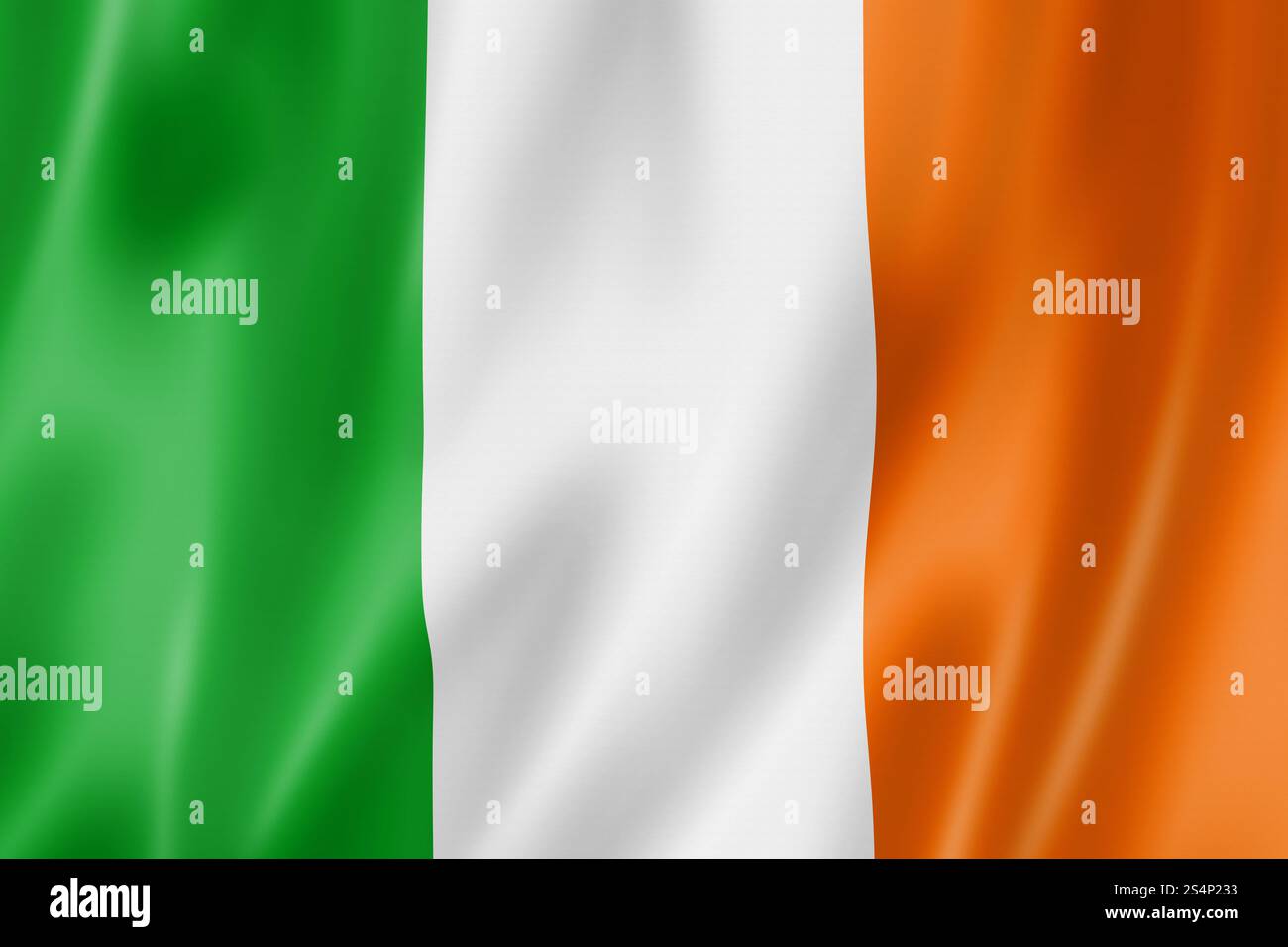 Drapeau de l'Irlande, rendu tridimensionnel, texture satinée. Drapeau irlandais Banque D'Images