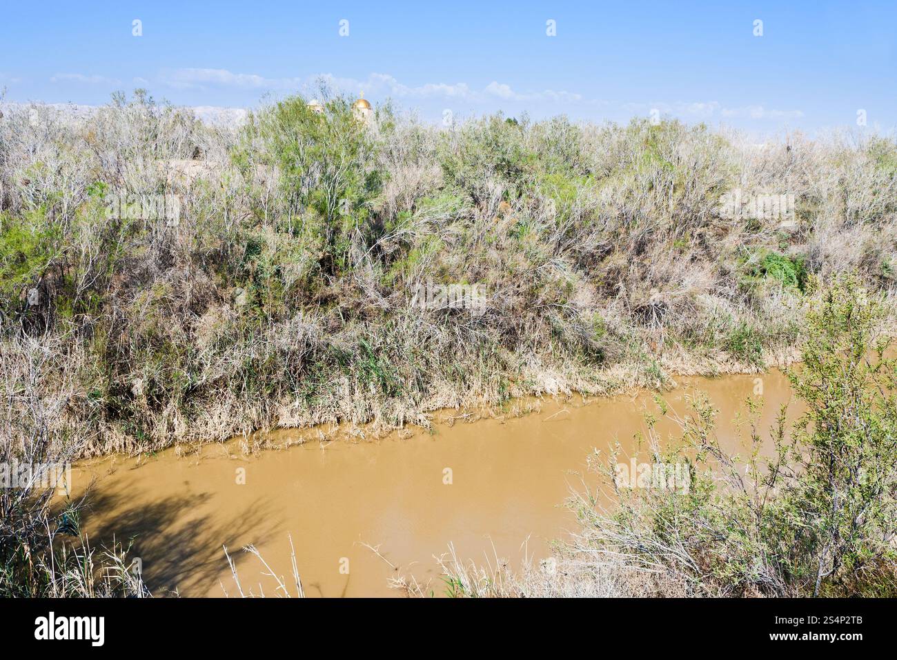 Vue sur la vallée du Jourdain près de site du baptême Banque D'Images